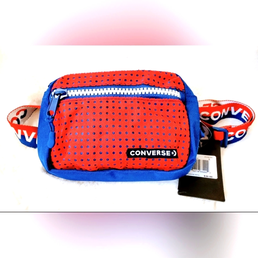 Converse Red White and Blue Netted Adjustable Fanny Pack Belt Bag OSFM